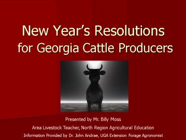 New Years Resolutions for Georgia Cattle Producers