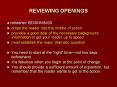 REVIEWING OPENINGS PowerPoint PPT Presentation