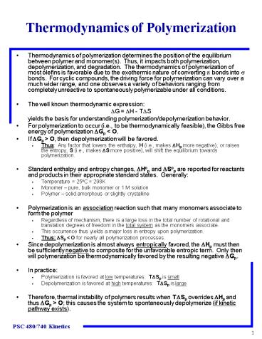 Thermodynamics of Polymerization presentation | free to view