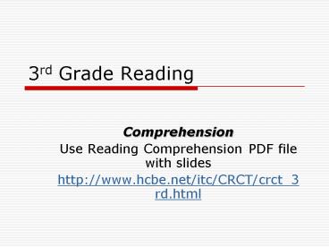 3rd Grade Reading