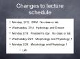 Changes to lecture schedule PowerPoint PPT Presentation