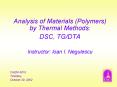 Analysis of Materials Polymers by Thermal Methods: PowerPoint PPT Presentation
