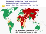 Democratic nations share some concepts of citizen rights and responsibilities. Green free Tan partly