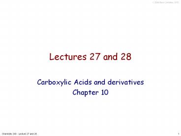 Lectures 27 and 28