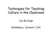 Techniques for Teaching Culture in the Classroom