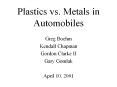 Plastics vs. Metals in Automobiles PowerPoint PPT Presentation