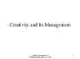 Creativity and Its Management PowerPoint PPT Presentation