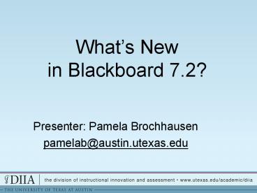Whats New in Blackboard 7.2