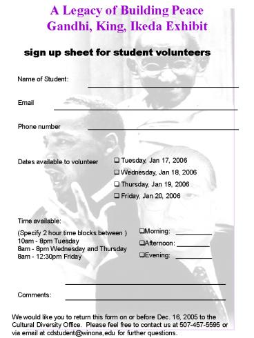 A Legacy of Building Peace Gandhi, King, Ikeda Exhibit