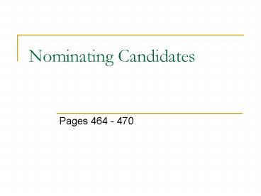 Nominating Candidates