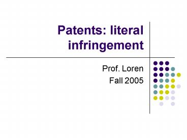 Patents: literal infringement