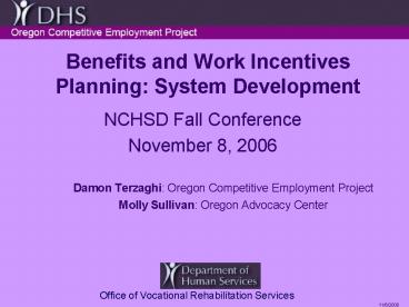Benefits and Work Incentives Planning: System Development