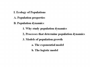 I. Ecology of Populations