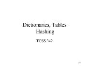 Dictionaries, Tables Hashing