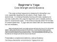 Beginners Yoga: Core Strength and Endurance PowerPoint PPT Presentation