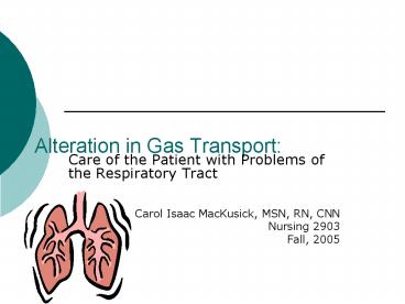 Alteration in Gas Transport: