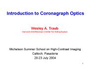 Introduction to Coronagraph Optics