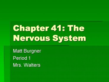 Chapter 41: The Nervous System
