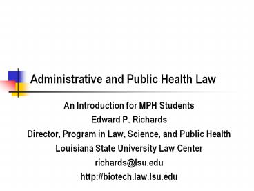 Administrative and Public Health Law