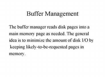 Buffer Management