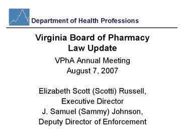 Virginia Board of Pharmacy Law Update