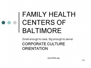 FAMILY HEALTH CENTERS OF BALTIMORE