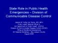 State Role in Public Health Emergencies  PowerPoint PPT Presentation