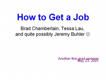 How to Get a Job
