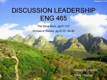 DISCUSSION LEADERSHIP ENG 465