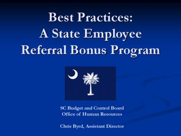 Best Practices: A State Employee Referral Bonus Program
