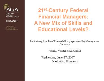 21st Century Federal Financial Managers
