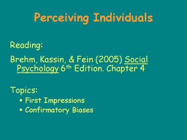 Perceiving Individuals