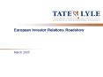 European Investor Relations Roadshow PowerPoint PPT Presentation