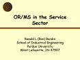 ORMS in the Service Sector PowerPoint PPT Presentation