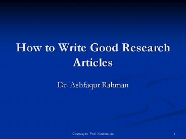 How to Write Good Research Articles