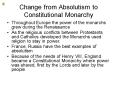Change from Absolutism to Constitutional Monarchy PowerPoint PPT Presentation