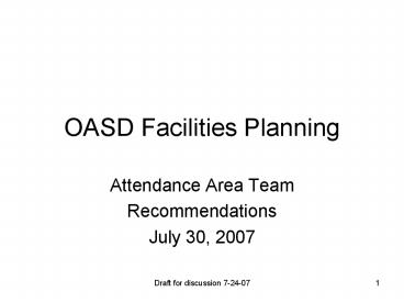 OASD Facilities Planning