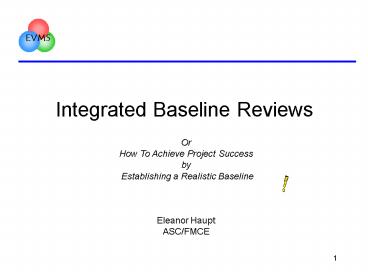 Integrated Baseline Reviews