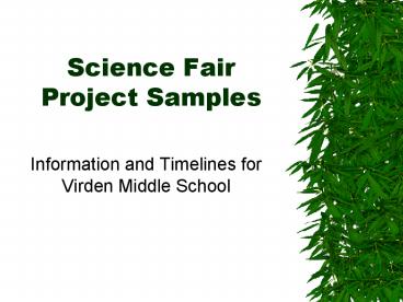 Science Fair Project Samples