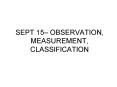 SEPT 15 OBSERVATION, MEASUREMENT, CLASSIFICATION PowerPoint PPT Presentation