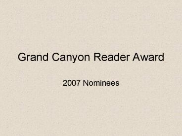 Grand Canyon Reader Award