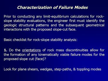 Characterization of Failure Modes