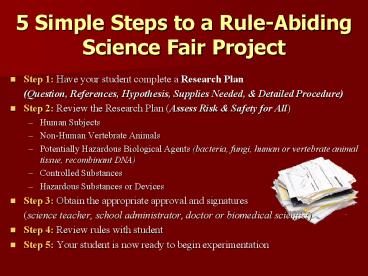 5 Simple Steps to a RuleAbiding Science Fair Project