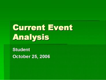 Current Event Analysis