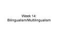 Week 14: BilingualismMultilingualism PowerPoint PPT Presentation