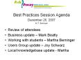 Best%20Practices%20Session%20Agenda PowerPoint PPT Presentation