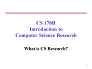 CS 178H Introduction to Computer Science Research