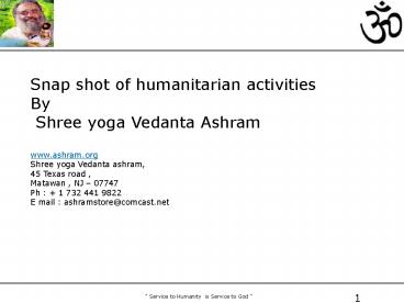 Snap shot of humanitarian activities