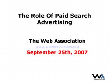 The Role Of Paid Search Advertising