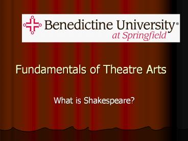 Fundamentals of Theatre Arts